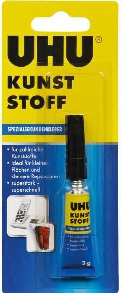 Image du produit UHU Colle spéciale seconde plastique, colle monocomposante transparente pour les plastiques, tube, 3 g (15 g)