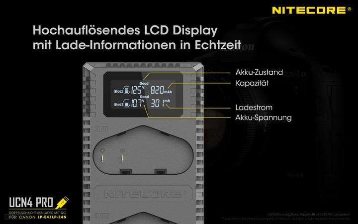 Produktbild Nitecore UCN4 PRO - für Canon Cameras (Kamera Akku Ladegerät)
