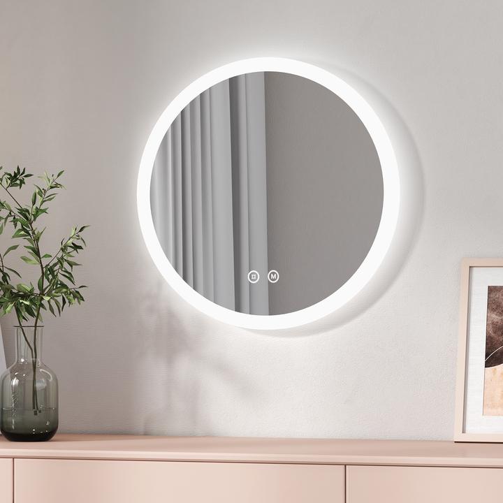 Produktbild Emke Badspiegel mit Beleuchtung Φ50cm,Beschlagfrei, 3 Farbtemperaturen(3000K-6500K) und dimmbaren