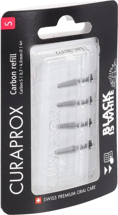Actual product image Curaprox Black is white-CPS Carbon S refill 4 pcs (4 x, 6.50 mm)