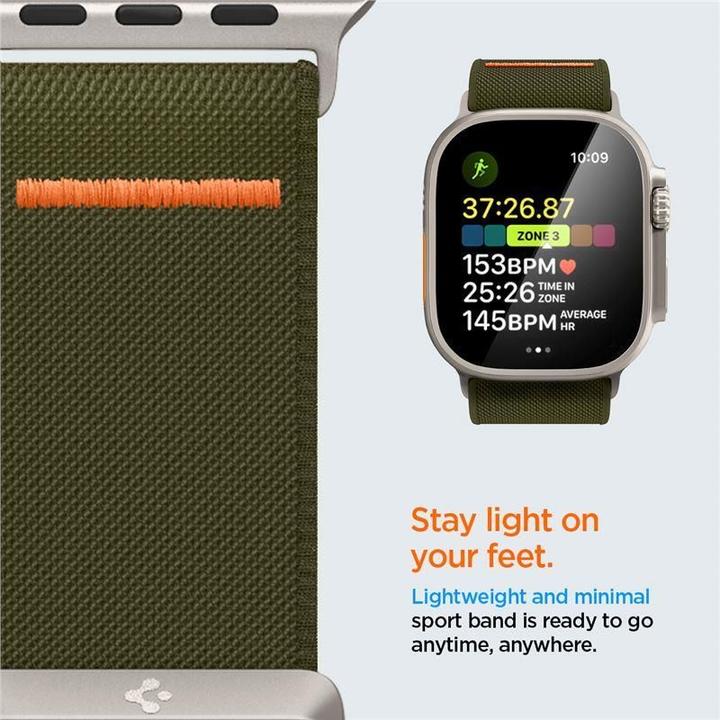 Actual product image Spigen Fit Lite Band for Apple Watch Series 42, 44, 45, 49 mm - khaki (42 mm, 44 mm, 45 mm, 49 mm, Nylon, Fabric, Stainless steel)
