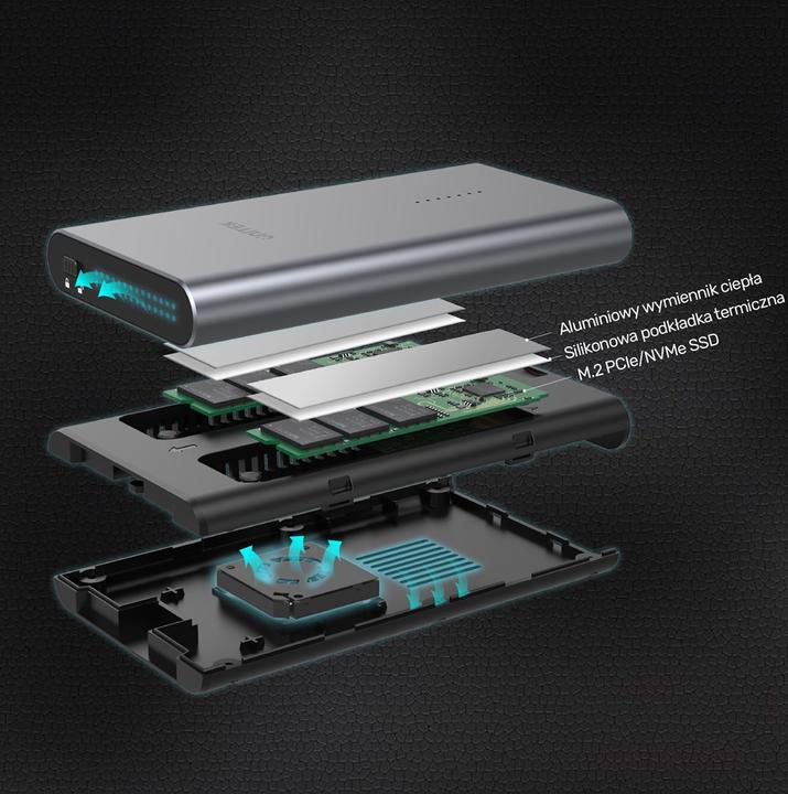 Actual product image Unitek OBUDOWA NA DYSK/KLONOWANIE 2XM.2, PCIE/NVME (M.2 2280, M.2 2260, M.2 2242)