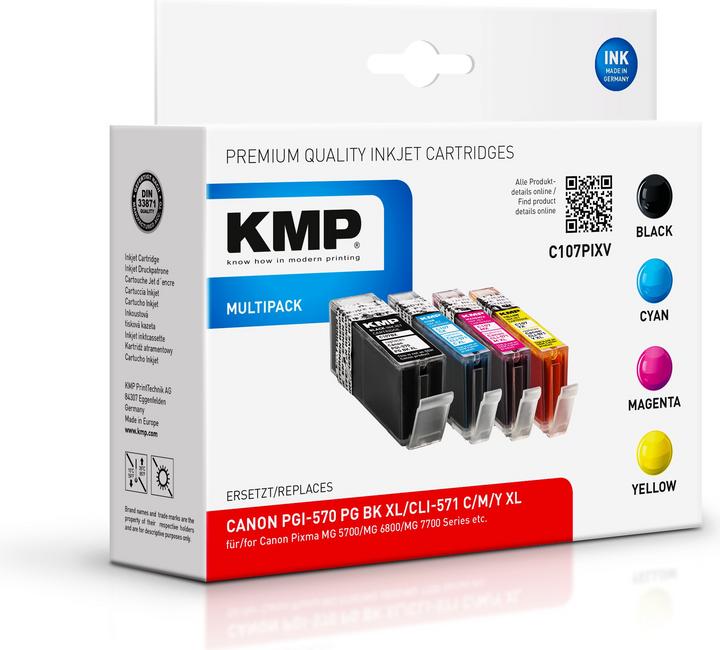 Actual product image KMP Tinte replaces CLI571XL (0332C005) (M, FC, C, Y)
