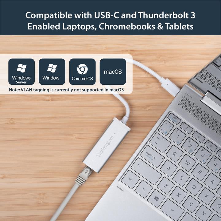 Produktbild StarTech USB-C To Gbe Adapter - Silver (USB-C, RJ45 (1x))