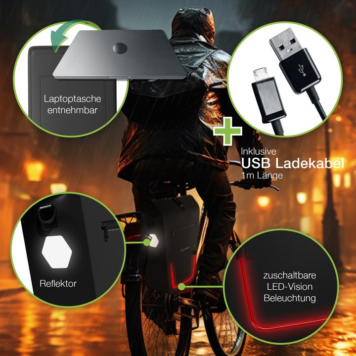 Image du produit Eloneo Sacoche de vélo pour ordinateur portable (25 l, Sacoches)