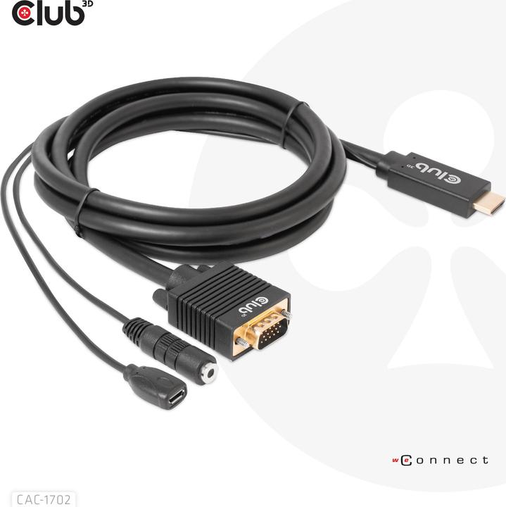 Immagine prodotto Club 3D Cavo Club3D HDMI+Micro USB Jack > VGA+ St/Bu (2 m, HDMI)