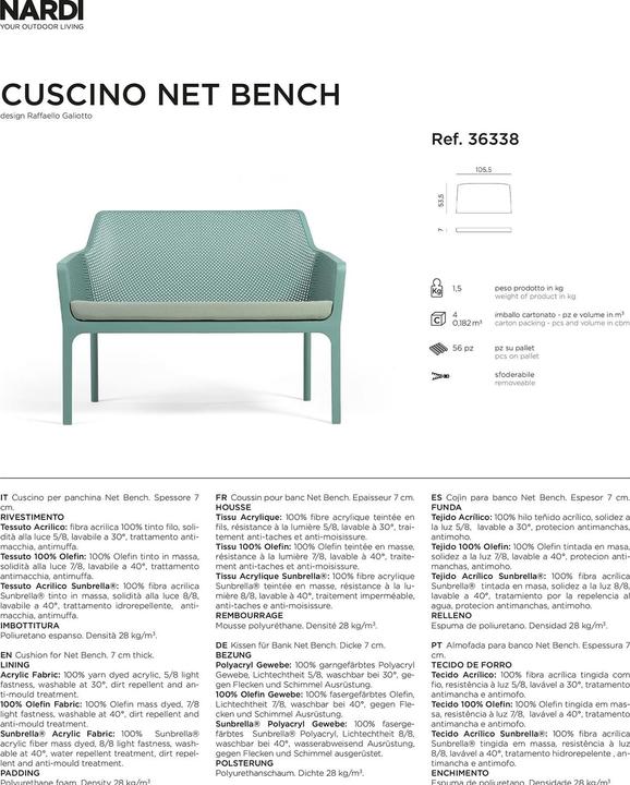 Produktbild Nardi Net Bench (106 x 54 cm)