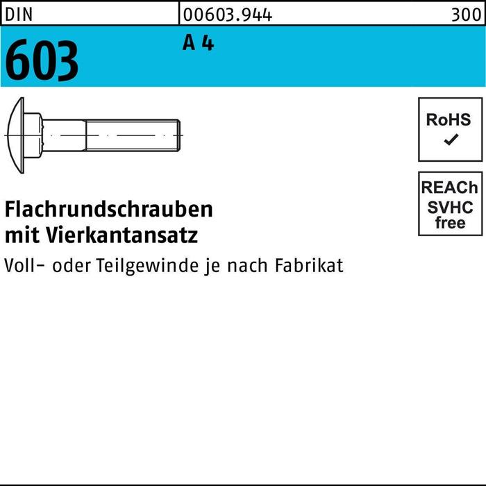 Actual product image Truss-head bolt DIN 603 with square neck M 12 x 40 A 4 (50 Screws per piece)