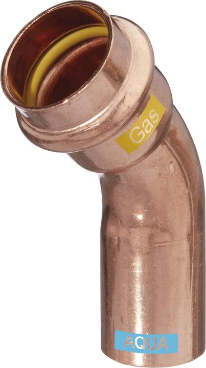 Produktbild Magni HS Bogen V-Press Copper AQUAGAS 42x42mm, 45Grad, I/A