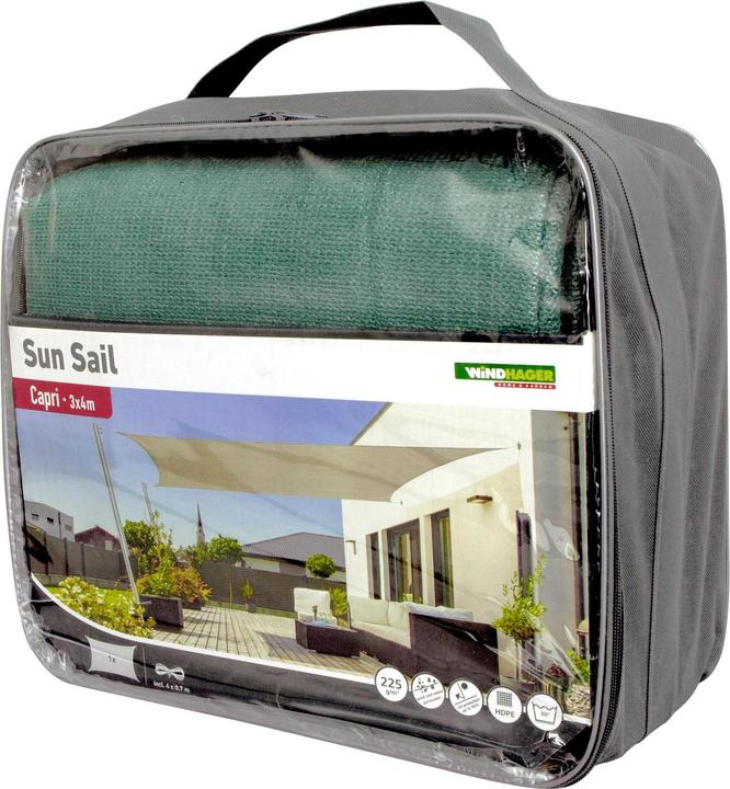 Produktbild Windhager SunSail Capri Rechteck 3x4m, petrol-grün 225g/m2 (3 x 4 m)