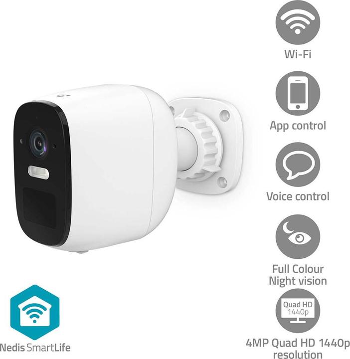 Immagine prodotto Nedis Telecamera SmartLife per esterni | Wi-Fi | Spotlight | 4MP Quad HD 1440p / 2560x1440 | Pan (2560 x 1440 Pixels)