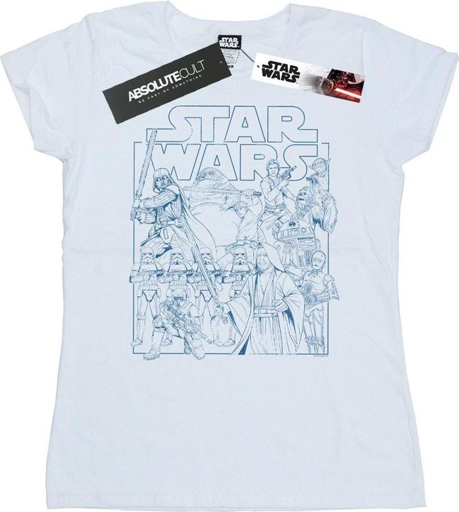 Actual product image Star Wars Womens/Ladies Outlined Sketch Cotton T-Shirt (XL)