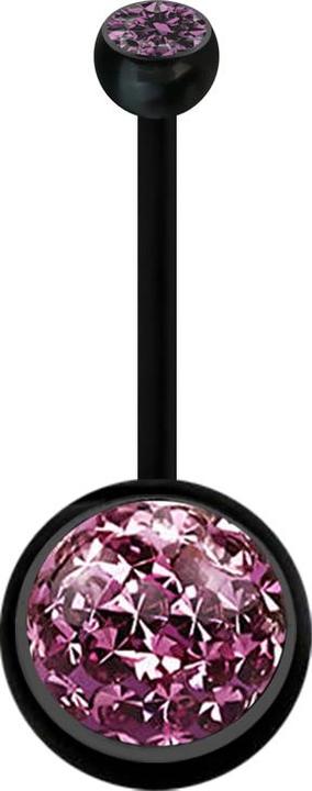 Actual product image Star Piercing Banane schwarz mit Kugel Kristall hellviolett und Kugel Kristall hellviolett Epoxy Schutzschicht (Bioflex, without brass)