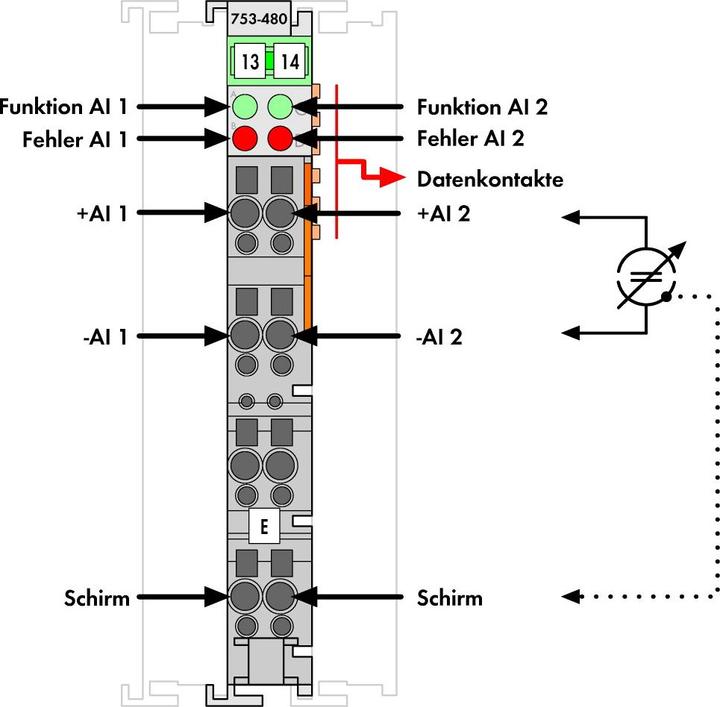Produktbild Wago 2-Kanal-Analogeingangsklemme 753-480 über Systemspannung / DC Inhalt: 1 St. (753-480) (Analysator)