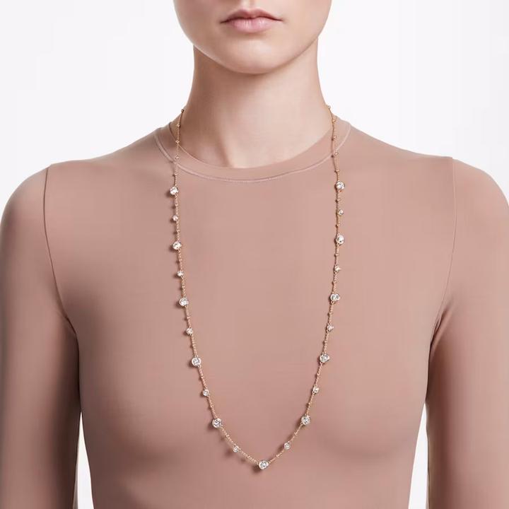 Immagine prodotto Swarovski Collana lunga in ambra taglio rotondo in oro bianco (Metallo Swarovski, 80 cm)