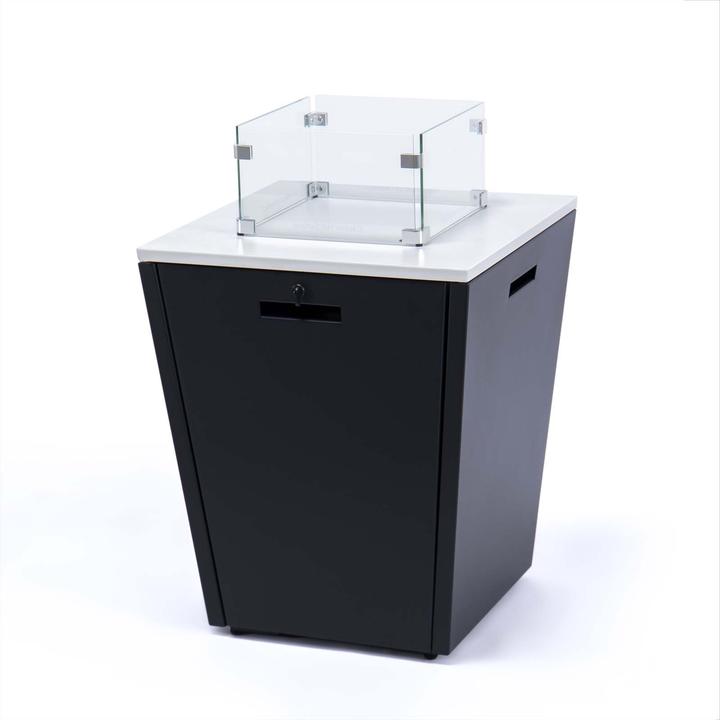 Actual product image PureHaven Fire bowl Aluminium frame Tempered glass White table top Weather & rust resistance