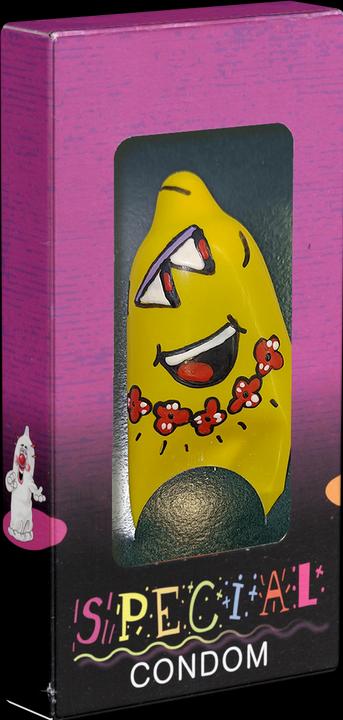 Actual product image Erco Scherzkondom Friki Tiki XL – handbemaltes Gag-Highlight, witziger Tropen-Spass für Partys (1 pcs.)