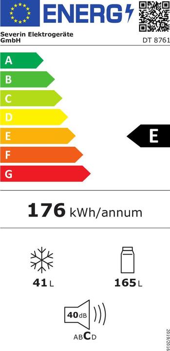 Energy Label Severin DT8761 (206 l)