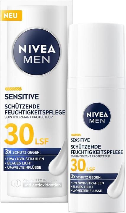 Immagine prodotto Nivea Men Sensitive Schützende Feuchtigkeitspflege LSF30 (50 ml, Crema da giorno, SPF 30)