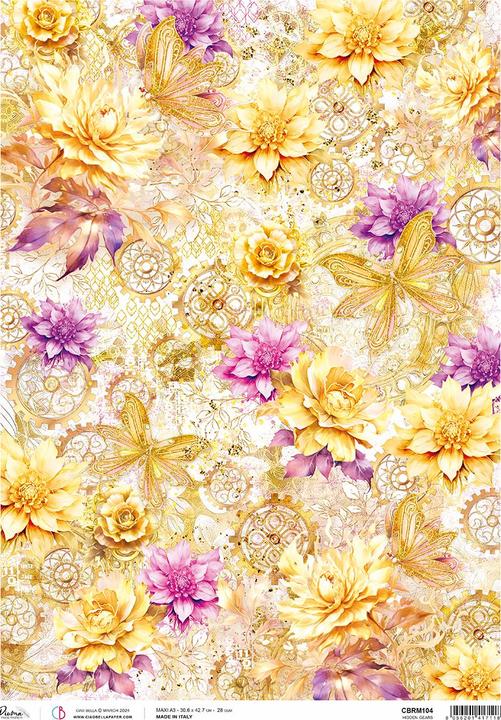 Produktbild Ciao Bella Motiv-Strohseide "Ethereal-Blumen und Rosetten", DIN A3 (28 g/m²)