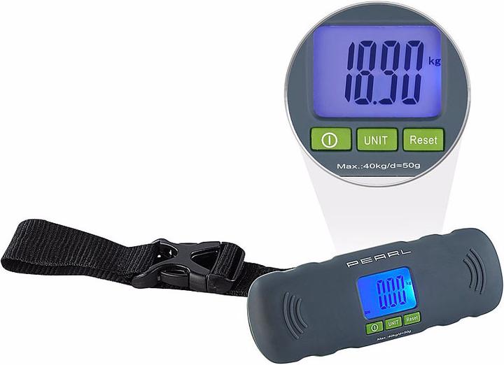 Pearl Digitale Kofferwaage mit LCD-Display und Tara-Funktion (Kofferwaage)