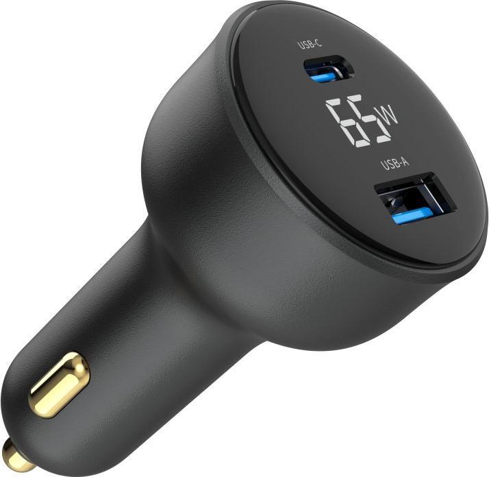 Produktbild Gembird Chargeur Allume Cigare 1x USB-C + 1x USB-A 65W (Noir)