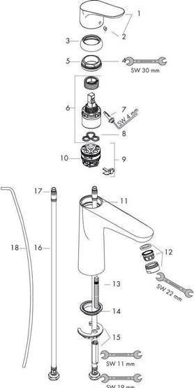 Immagine prodotto hansgrohe Miscelatore monocomando per lavabo Focus 100 CoolStart con scarico a scomparsa