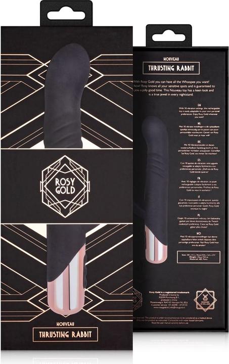 Actual product image Rosy Gold Rabbit Vibrator with thrusting function - Black