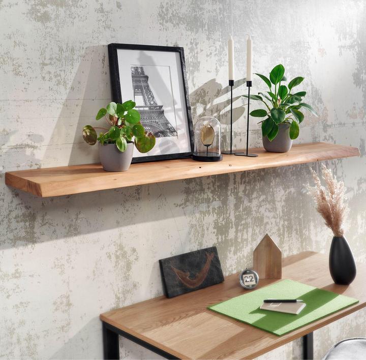 Actual product image FineBuy Wall shelf FB31358 Acacia solid wood 160 cm Brown (160 x 26 x 4 cm)