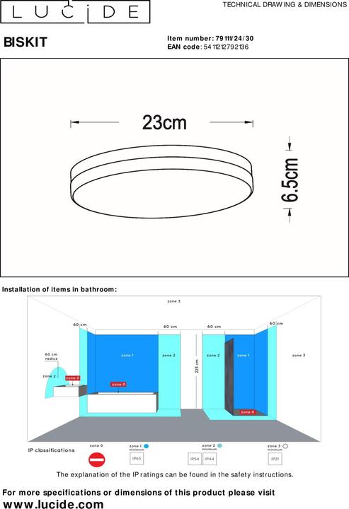 Actual product image Lucide Biskit (600 lm)