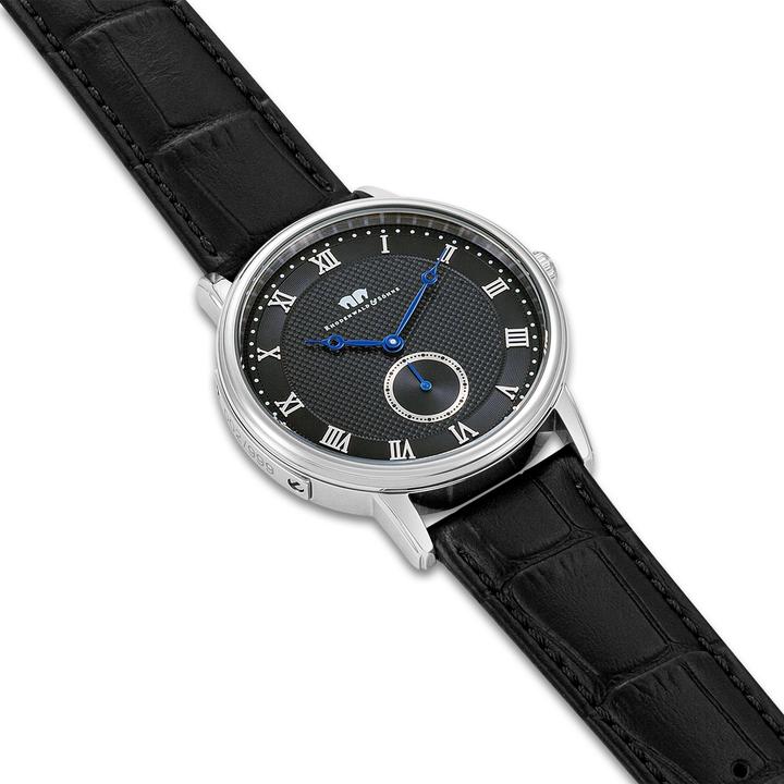 Actual product image Men quartz watch Moonlight genuine leather black - 26507 (Analogue wristwatch, 40 mm)