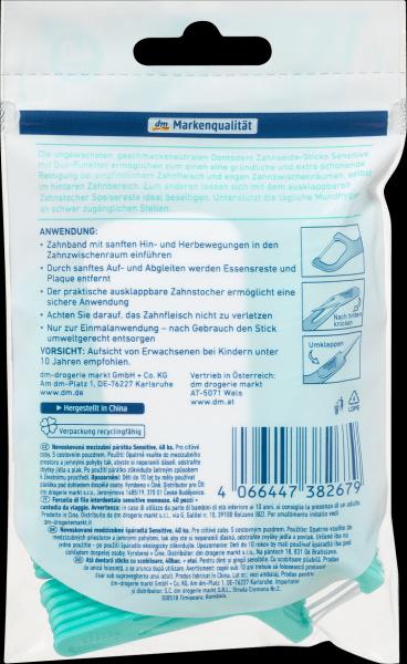 Produktbild dm Dontodent Zahnseidesticks sensitive mit Etui