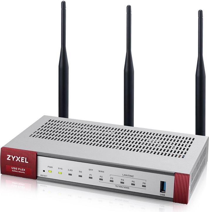 Zyxel USG FLEX Firewall 4x LAN 1x WAN 1x SFP Firewall-/VPN-Durchs. max. 900/270 Mbps managed AP
