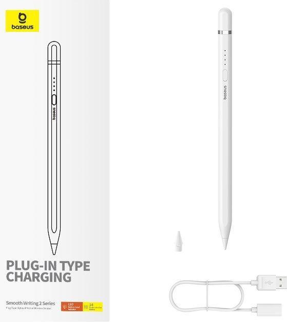 Image du produit Baseus Stylet actif Smooth Writing Series avec chargement sans fil, lightning (Blanc)
