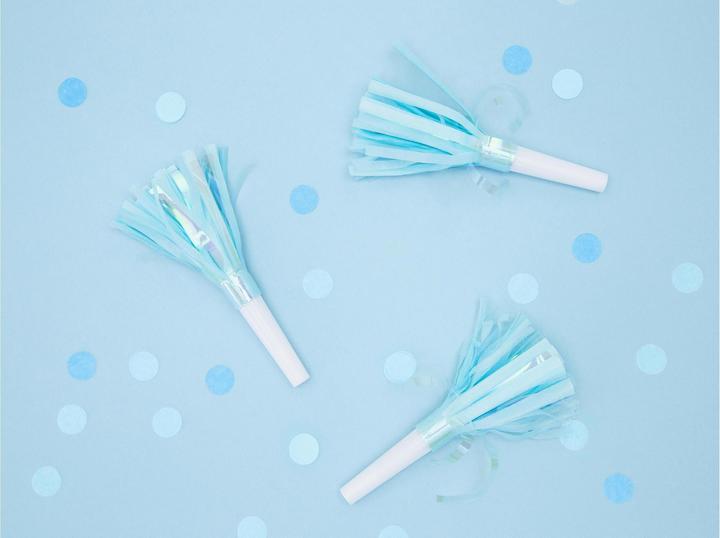 Actual product image Partydeco Party whistle light blue, 12.5 cm, 6 pieces
