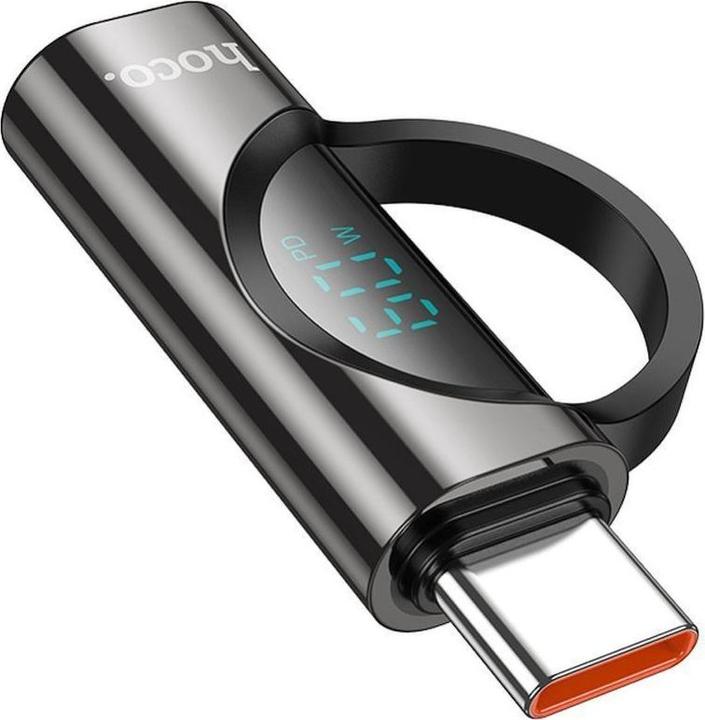 Produktbild Hoco Cable adapter Type C (male) to Lightning (female) with digital display 3A 60W UA32A black (Lightning, USB-A)