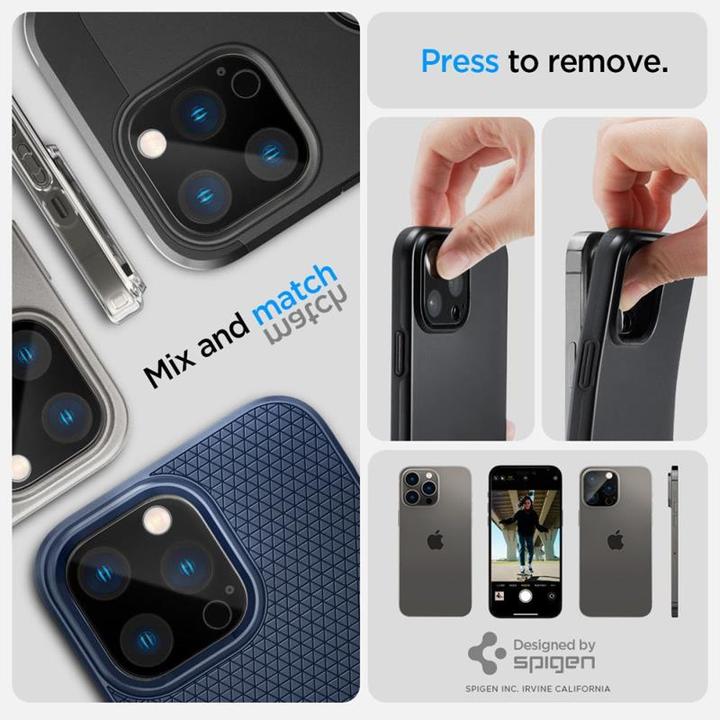Actual product image Spigen Optik.Tr Camera iPhone 14 Pro/14 Pro Max Lens 2szt./2pcs czarny/black AGL05273 (2 Piece, Apple iPhone 11 Pro)