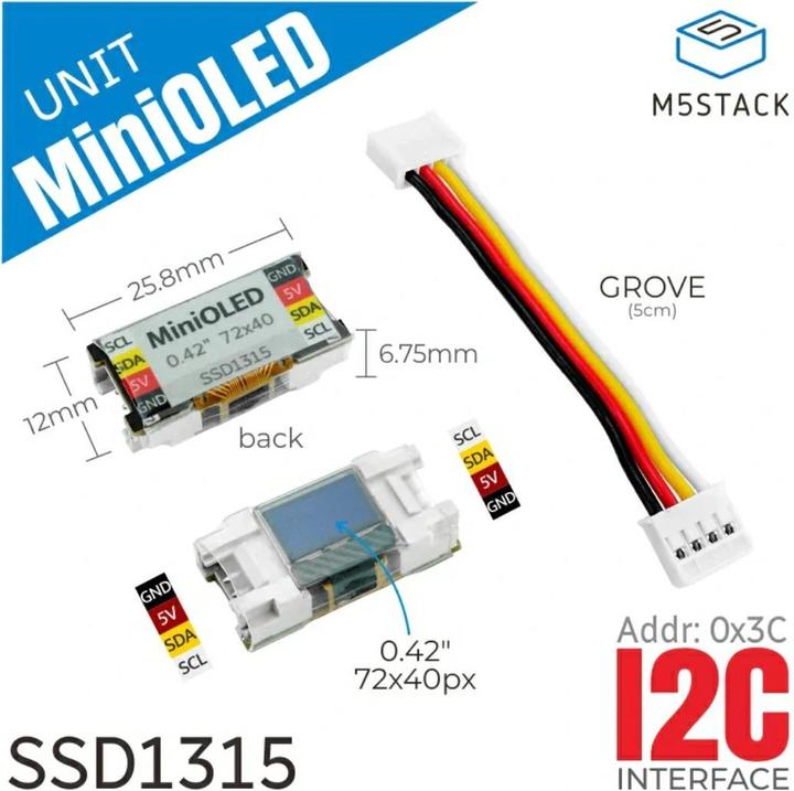 Produktbild M5Stack Mini OLED Unit 0.42-Zoll 72x40 Display