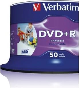 Image du produit Verbatim DVD+R, 16x, 4,7GB, 50 broches, imprimable (50 x)
