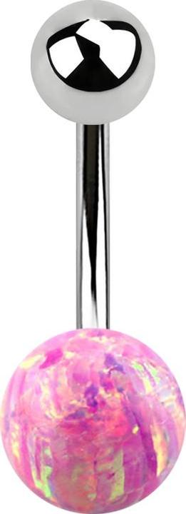 Produktbild Star Piercing Banane silber mit Kugel und Kugel Opal pink (ohne Messing, Chirurgenstahl 316L)