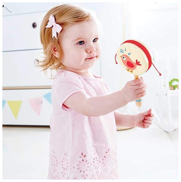 Actual product image Hape Drum rattle with chirping bird VE8