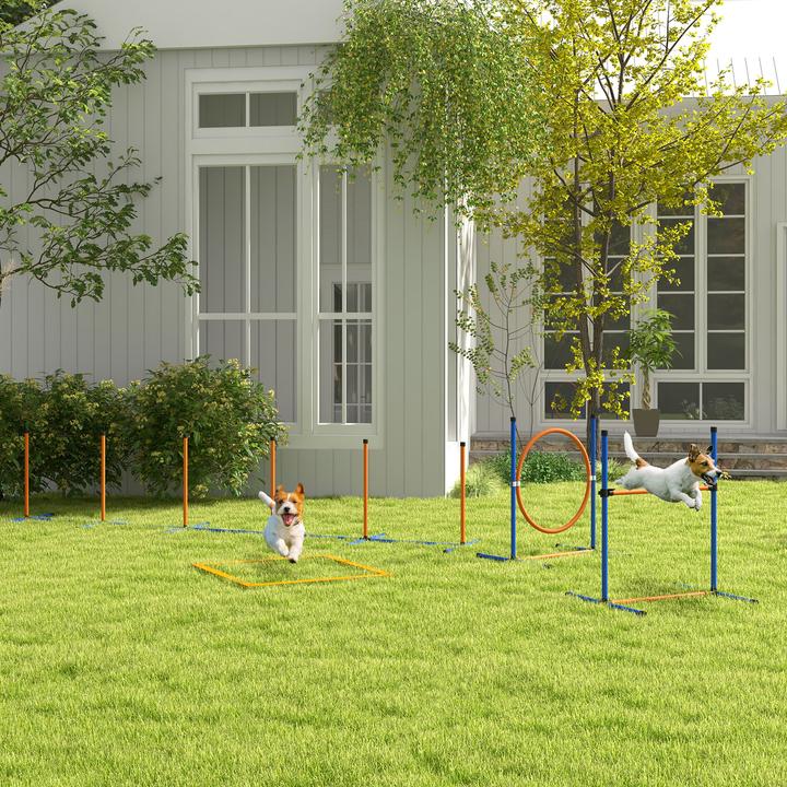 Produktbild PawHut Hunde Agility Set Kunststoff, Oxfordstoff Orange+Blau (Agility)