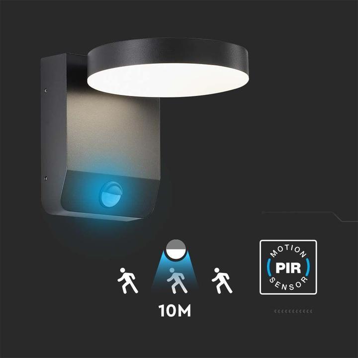 Produktbild V-TAC Projektor Fassadenleuchte 17W LED Bewegungsmelder Rund Schwarz IP65 VT-11020S-RD-B 4000K 2480l (2480 lm, IP65)