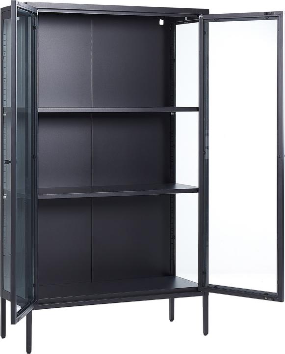 Produktbild Beliani Glasvitrine Metall schwarz 150 cm NASH (90 x 150 cm)