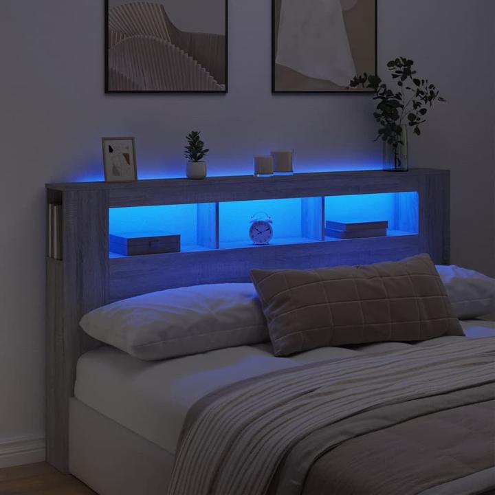 VidaXL Tête de lit LED Gris Sonoma 180x18,5x103,5 cm