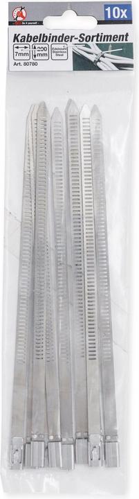 Image du produit BGS Assortiment de serre-câbles Acier inoxydable inoxydable 7,0 x 200 mm 10 pièces (Serre-câbles métalliques, 200 mm, 10 pcs)