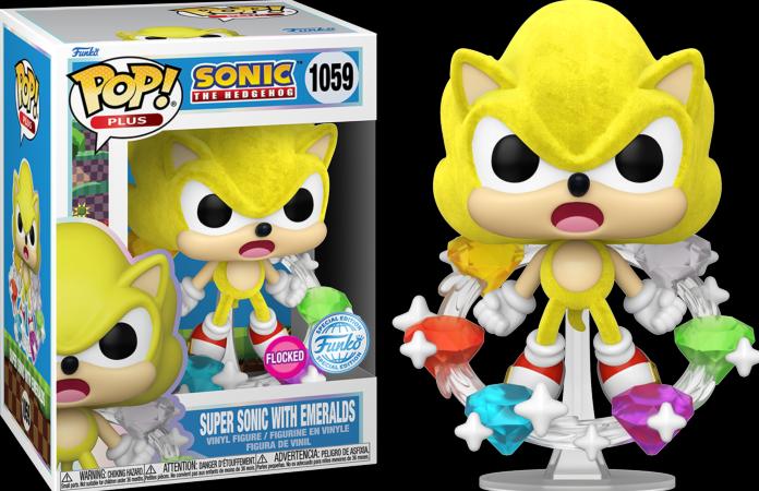 Actual product image Funko POP! Sonic the Hedgehog Super Sonic with Emeralds Exclusive Floquée