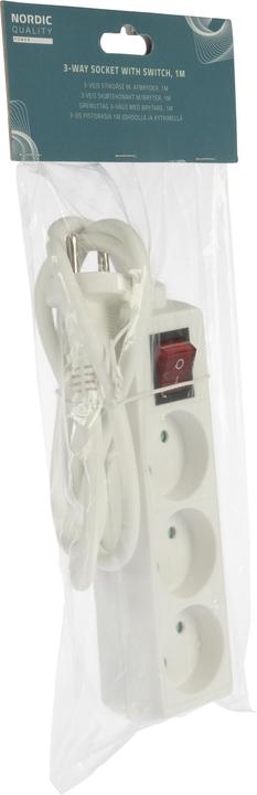 Produktbild Antalis Stecker 3-fach mit Kontakt (D) 1m Kabel weiss