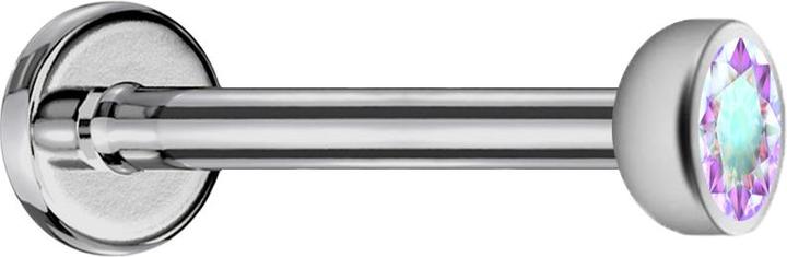 Star Piercing Micro Labret Innengewinde silber mit Halbkugel Kristall multicolor (ohne Messing, Titan G23)