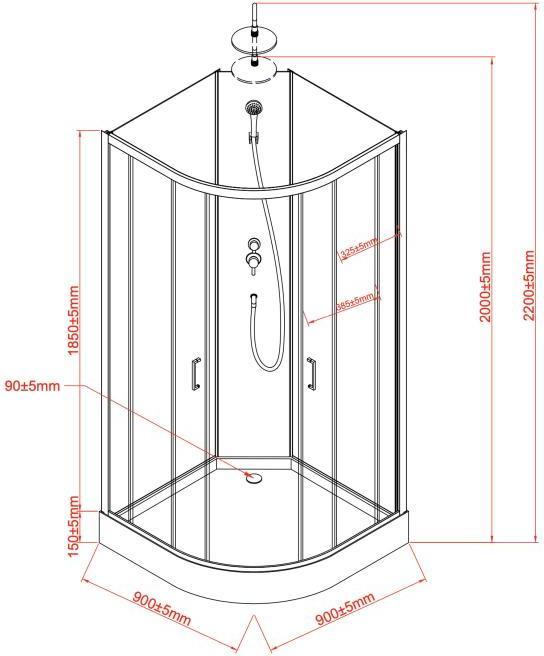 Actual product image Shower Design Rovata (90 cm, 90 cm, 200 cm)